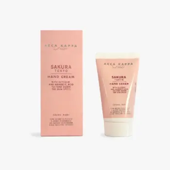 Imagen de la crema de manos con caja Sakura tokyo de Acca Kappa