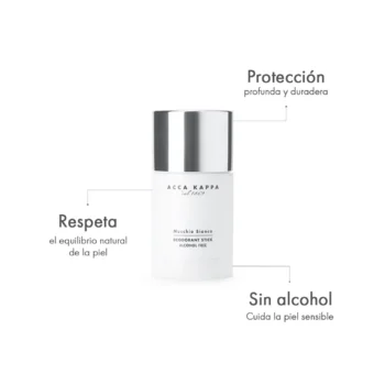 beneficios del Desodorante en Barra Muschio Bianco de Acca Kappa Ecuador